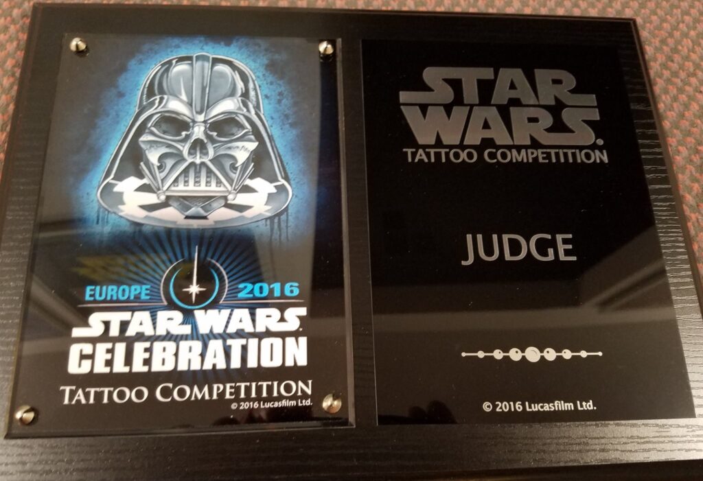 Star Wars Celebration Europe 2016 Tattoo Competition Judge Plaque